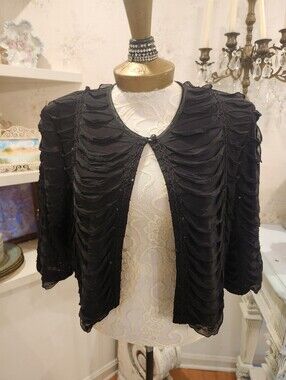Noir Draped Drama Opera Jacket Bolero Vampire Dreams RM Richards L